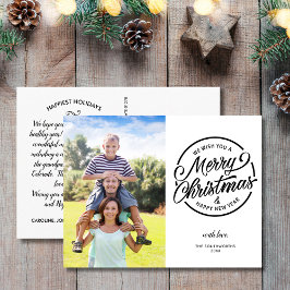 Cartão Postal Foto da Família Carimbo do Feliz ano novo Feliz de