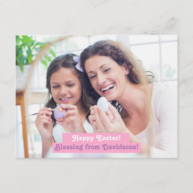 Cartão Postal Foto da família de Felzs pascoa Elegante moderna (Frente)