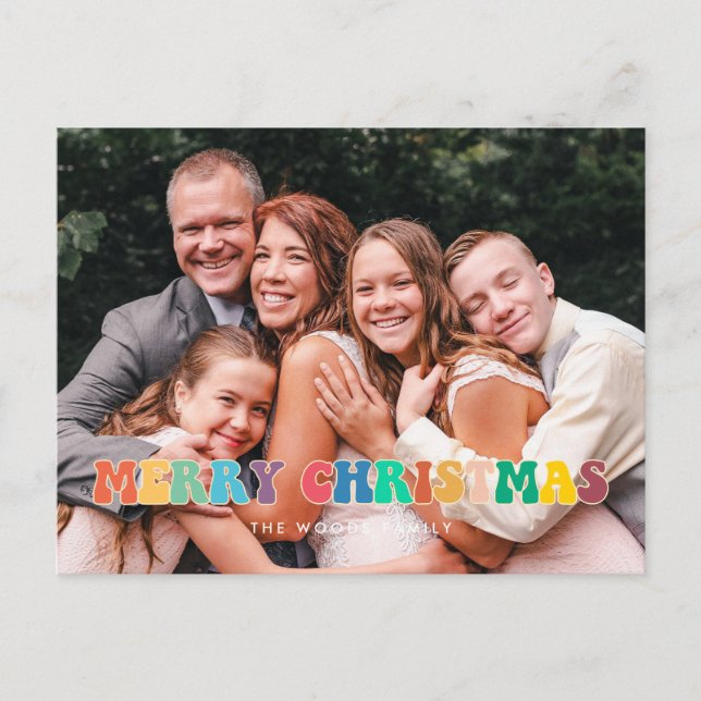 Cartão Postal Foto da família de Natal Feliz e divertido Hippie  (Frente)