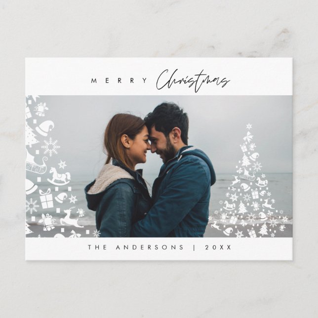 Cartão Postal Foto da família de Natal mais feliz e minimalista  (Frente)