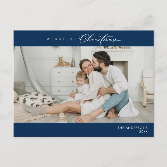 Cartão Postal Foto da família de Natal mais feliz, Felicidade de (Frente)