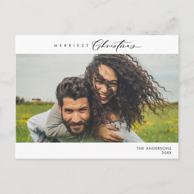 Cartão Postal Foto da família de Natal mais feliz, Felicidade de (Frente)