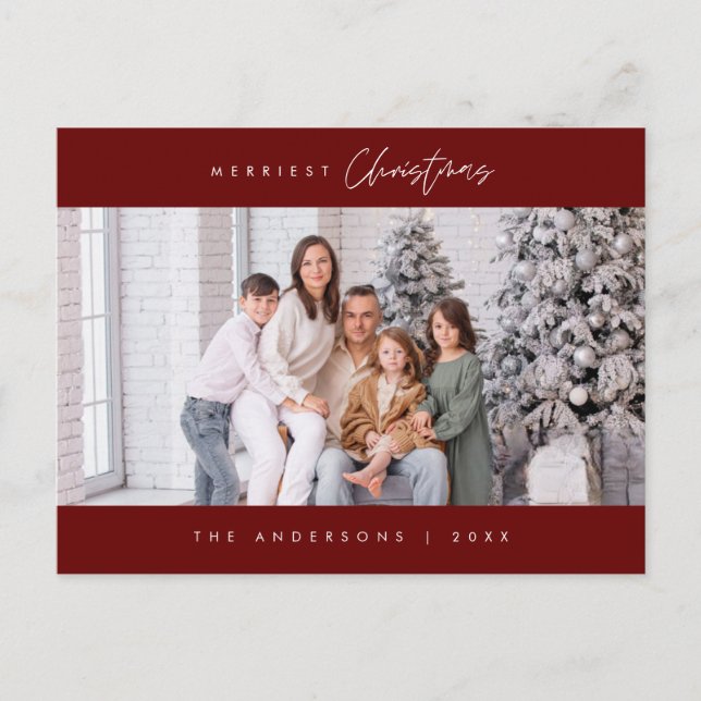 Cartão Postal Foto da família de Natal mais feliz, moderna Cozy  (Frente)