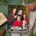 Cartão Postal Foto da Família de Script de Pincel Moderno Feliz<br><div class="desc">Foto da família Feliz Navidad Navidad Foto do Script de Pincel Moderno Feliz Cartão de Férias de Natal Feliz</div>