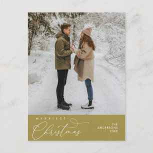 Cartão Postal Foto da Família Feliz de Natal, Saudação Romântica