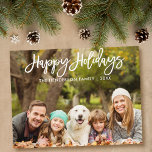 Cartão Postal Foto da Família Feliz Feriados de Script de Pincel<br><div class="desc">Cartão-postal da família de feriados felizes do Script de Pincel Moderno</div>