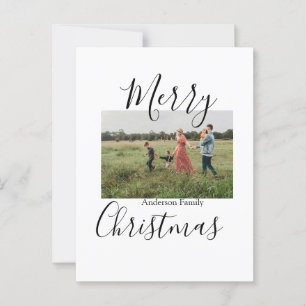 Cartão Postal Foto da família Feliz Natal, moderna e elegante ru