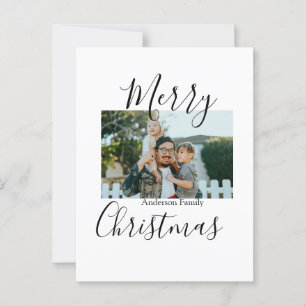 Cartão Postal Foto da família Feliz Natal, moderna e elegante ru