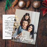 Cartão Postal Foto da Família Letra Moderna de Feliz Natal<br><div class="desc">Celebre a temporada com este cartão postal divertido com sua foto vertical e as palavras "Feliz Natal" na frente e sua nota personalizada no verso. Ou, se você quiser, exclua a nota digitada no verso e escreva manualmente cada cartão postal individualmente. Adicione seu endereço de devolução para facilitar a correspondência....</div>