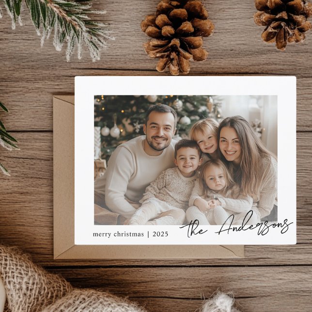 Cartão Postal Foto da família minimalista Feliz Natal (Criador carregado)
