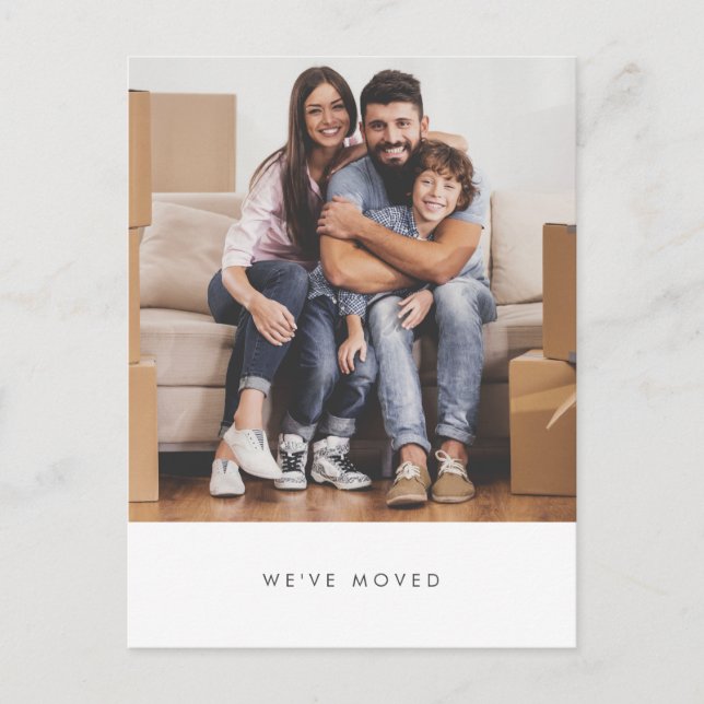 Cartão Postal Foto da família simples Movimentamos novo endereço (Frente)