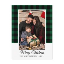 Foto da Família Xadrez Verde Buffalo Feliz Natal