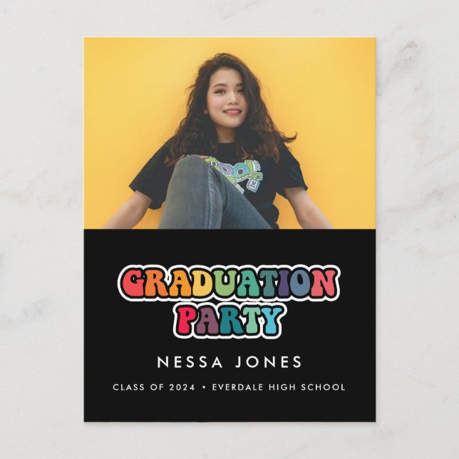 Cartão Postal Foto da festa de formatura hippie-divertida dos an (Frente)