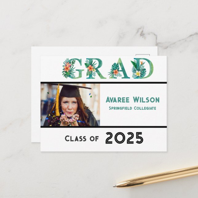 Cartão Postal Foto da Filha Formatura no Ensino Médio (Frente/Verso In Situ)
