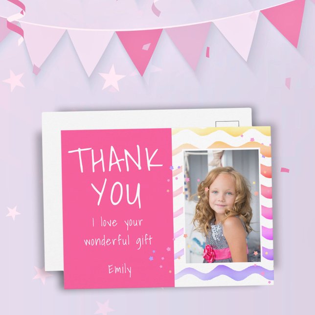 Cartão Postal Foto da garota de aniversário Obrigado (Criador carregado)