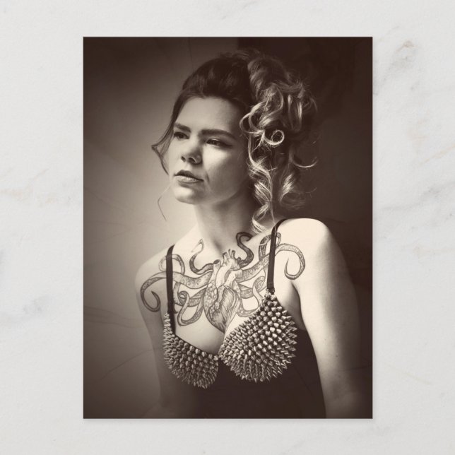 Cartão Postal Foto da Garota do Polvo Coração (Frente)