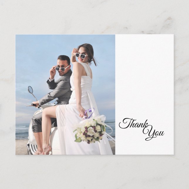 Cartão Postal Foto da Imagem Simples da Caligrafia Preta Obrigad (Frente)