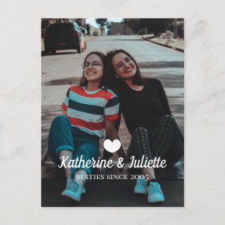 Cartão Postal Foto da melhor amiga do coração branco moderno