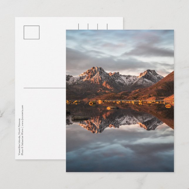 Cartão Postal Foto da paisagem das montanhas da Noruega (Frente/Verso)