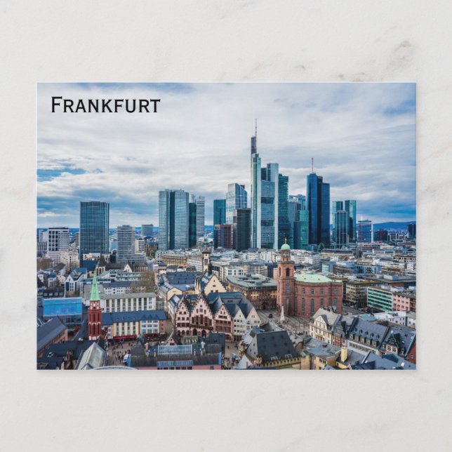 Cartão Postal Foto da Paisagem Urbana da Cidade de Frankfurt na  (Frente)