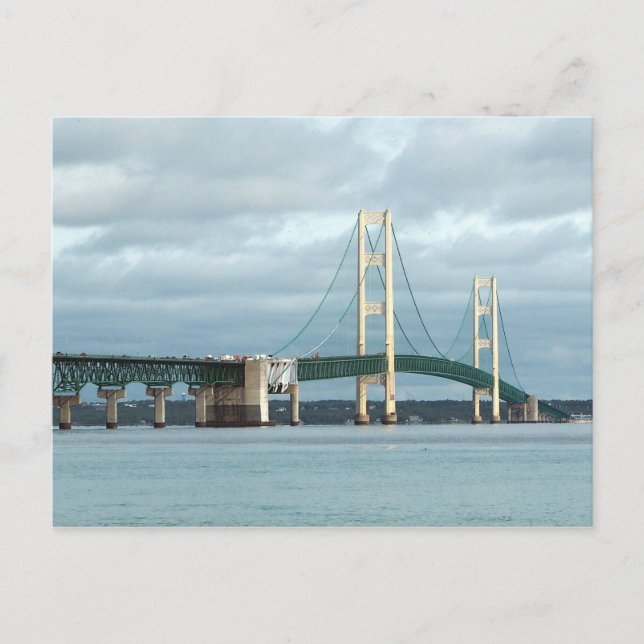 Cartão Postal Foto da Ponte Mackinac de Michigan (Frente)