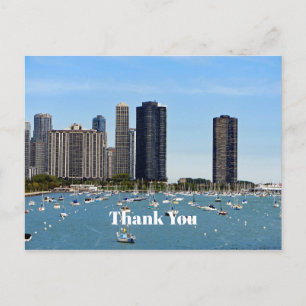 Cartão Postal Foto da Silhueta da Orla de Chicago Obrigado