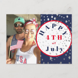Cartão Postal Foto de 4 de julho Estrelas brancas azuis vermelha