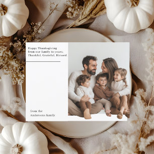 Cartão Postal Foto de Ação de Graças Minimalista da Família Grat