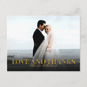 Cartão Postal Foto de Agradecimento de Casamento com Amor e Grat