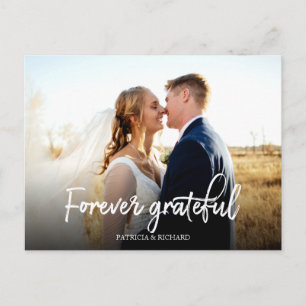 Cartão Postal Foto de Agradecimento de Casamento Elegante e Grat