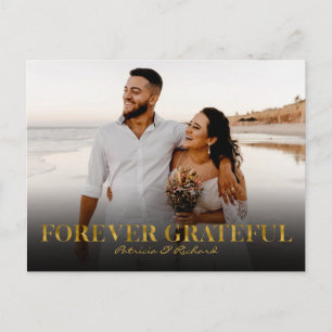 Cartão Postal Foto de Agradecimento de Casamento Forever Gratefu