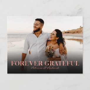 Cartão Postal Foto de Agradecimento de Casamento Rose Gold para