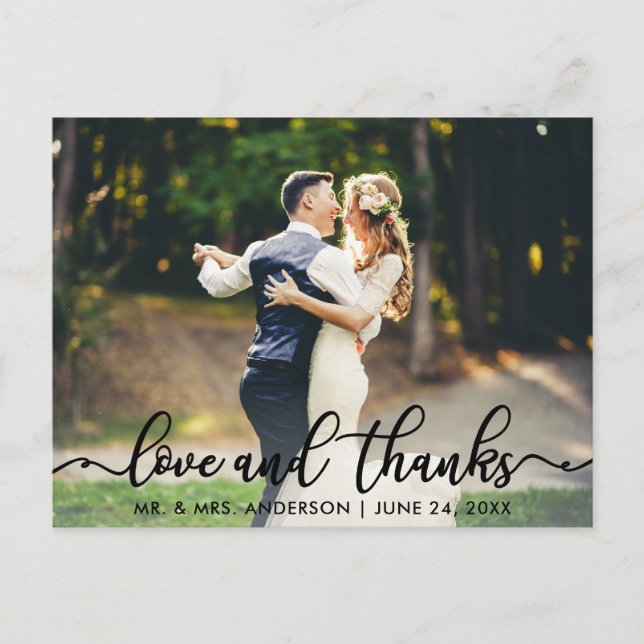 Cartão Postal Foto de Amor e Agradecimento Obrigado pelo Casamen (Frente)