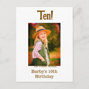 Cartão Postal foto de aniversário de 10 anos nome data simples m