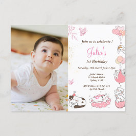 Cartão Postal Foto de aniversário de 1 ano de menina