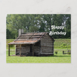 Cartão Postal Foto de Aniversário de Cabana Rústica de Troncos