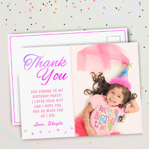 Cartão Postal Foto de aniversário de estrela rosa-branca Obrigad