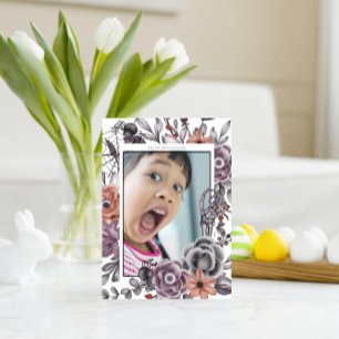 Cartão Postal Foto de Aniversário de Halloween com Floral Assust