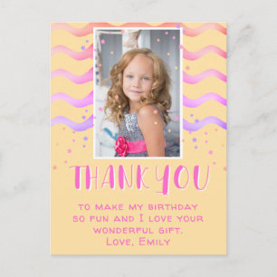 Cartão Postal Foto de Aniversário de Menina com Estrela Colorida