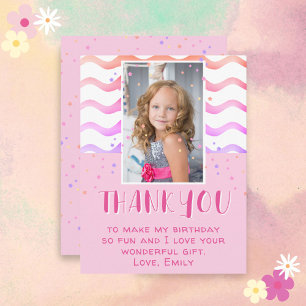 Cartão Postal Foto de Aniversário de Menina com Estrelas Cor-de-