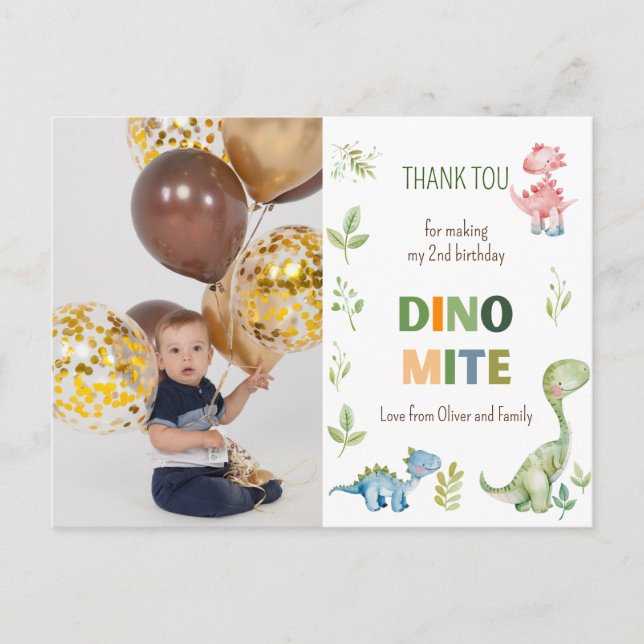 Cartão Postal Foto de aniversário Dino-mite  (Frente)