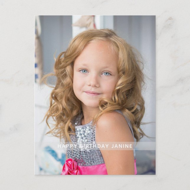 Cartão Postal Foto de aniversário rosa quente personalizada (Frente)