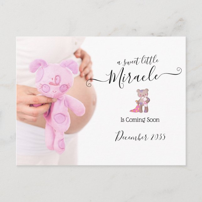 Cartão Postal Foto de anúncio de gravidez | Milagre (Frente)