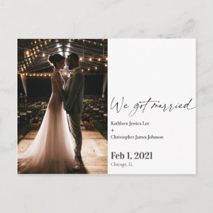 Cartão Postal Foto de anúncio surpresa de casamento moderno