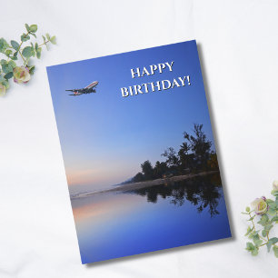Cartão Postal Foto de avião e lago legal, Aniversário de aviação