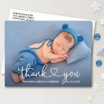 Cartão Postal Foto de Bebê do Coração da Caligrafia Moderna Obri<br><div class="desc">Simples Caligrafia Moderna Manuscrita Foto do Coração Novo Bebê Obrigado Cartão Postal</div>