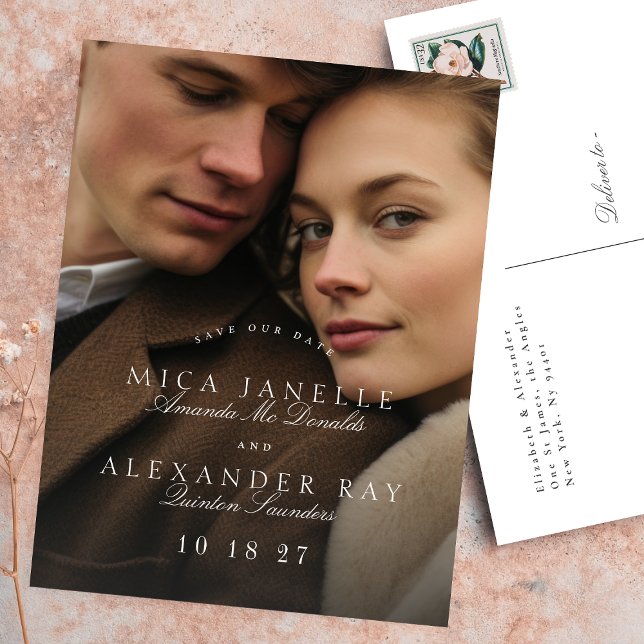 Cartão Postal Foto de caligrafia clássica formal Salvar a data (Criador carregado)