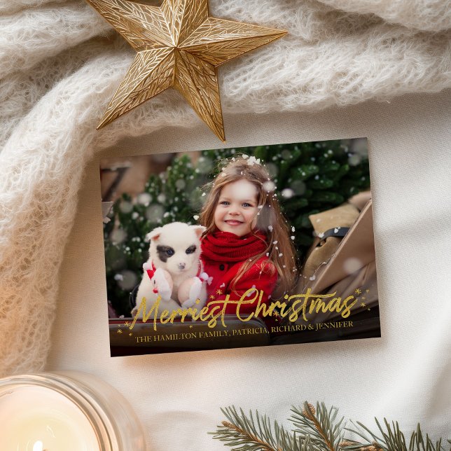 Cartão Postal Foto de caligrafia Dourada Feriados de Natal mais  (Criador carregado)