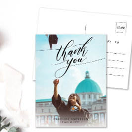 Cartão Postal Foto de Caligrafia Graduação Agradecimento em Bran