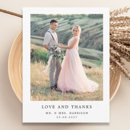 Cartão Postal Foto de Casamento Agradecimento Simples